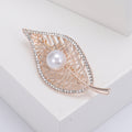 Openwork Leaf Brooch with Pearl Accent in Two Metal Tones view 4