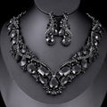Black Silver Tone Emerald Crystal Leaf Crystal Seven Designs Metal Necklace view 12