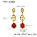 Teardrop Glass Drop Earrings Gold Stainless Blue Green Red view 8