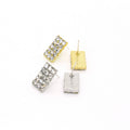 Rectangular Crystal Stud Earrings in Gold and Silver Tone view 5