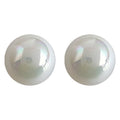 Large Iridescent White Round Pearl Stud Earrings Matching Pair view 5