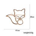 Minimal Open Line Fox Brooch in Silver or Gold Tone view 5
