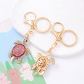 Rhinestone Sea Turtle Keychain Gold Tone Crystal Charm view 3