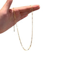 Thin Gold Silver Metal Sequin Station Chain Necklace view 5