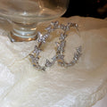 Crystal Butterfly Vine Hoop Earrings Four Colors Polished Metal Jewelry view 6