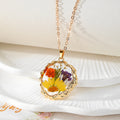 Gold Wavy Frame Resin Dried Flower Pendant Necklaces 7 Styles view 4