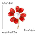 Enamel Four Leaf Clover Brooch Pearl Center Gold Stem Pin view 8