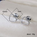 Open Heart Outline Stud Earrings Silver Gold Rose Metal view 5