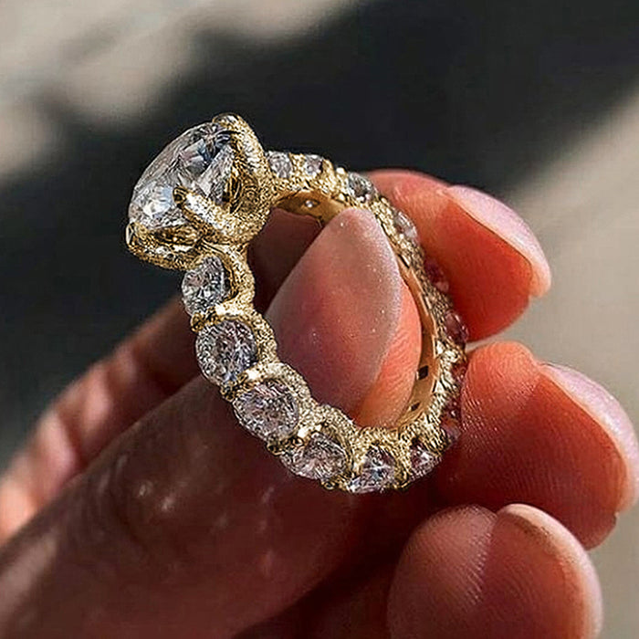 Round Solitaire Eternity Band Ring In Gold And Silver Tones