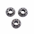 Antique Silver Swirl Pattern Round Large Hole Metal Bead view 3