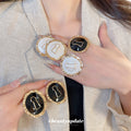 Gold Tone Keyhole Enamel Open Rings And Stud Earrings view 1