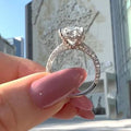 Oversized Radiant Rectangular Clear Solitaire Ring With Pave Band view 3