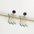 Acrylic Ghost Black Cat Halloween Drop Stud Earrings view 3