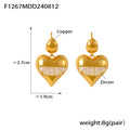 Heart Drop Earrings Baguette Zircon Teardrop Stud Copper Pair view 6