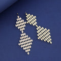 Silver Tone Geometric Crystal Tassel Geometric Crystal Two Designs Metal Dangle Earrings view 4
