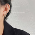 Gold-Tone Houndstooth Fabric Butterfly Stud Earrings view 2