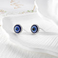 Blue Evil Eye Stud Earrings and Adjustable Rings in Four Finishes view 2