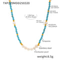 Turquoise Freshwater Pearl Bead Necklace Bracelet Gold Tone view 6