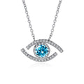 Silver Pave Evil Eye Pendant Necklace Five Center Colors view 5