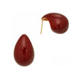 Glossy Burgundy Teardrop Stud Earrings With Gold Tone Posts view 5