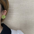 Light Green Translucent Flower Petal Cluster Stud Earrings view 2