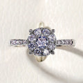Silver Round Cluster Halo Clear CZ Pavé Band Finger Ring view 2