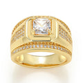 Square Solitaire Pave Signet Ring In Polished Gold Tone view 5