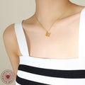 Letter M Pendant Necklace Fine Square Link Chain Gold Or Steel view 4