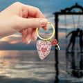 Happy Valentines Heart Keychain Gold Ring Rose Charm view 4