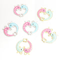 Pink and Blue Dolphin Heart Connector Charms in Two Tones view 4