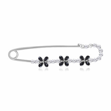 Black Clover Safety Pin Brooch Crystal Gold or Silver