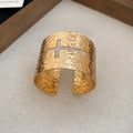 Hammered Metal Cross Cutout Open Cuff Bracelets Silver Gold view 7
