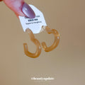 Translucent Brown Open Heart Hoop Earrings with Stud Posts view 2
