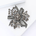 Gunmetal Rhinestone Floral Knot Brooch with Layered Loops view 3