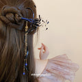Red Or Blue Spider Lily Hair Stick With Long Petal Chain Tassels view 4