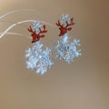 Snowflake Reindeer And Pom Pom Holiday Drop Earrings view 9