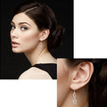 Silver Tone Open Treble Curve Long Dangle Drop Earrings view 4