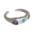 Silver Open Adjustable Rings Multicolor Mini Stone Inlays view 5