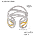Open Multi Band Cross Wave Ring Gold Two Tone Steel view 7