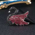 Crystal Black Swan Brooch With Sweeping Pink or Silver Wing view 6