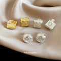 Textured Square And Round Clip On Earrings In Three Styles view 2