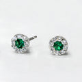 Round Floral Halo Stud Earrings In Four Center Stone Colors view 8
