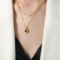 Gold Curb Chain Necklace With Pearl And Barrel Beads view 4