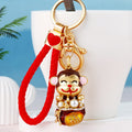 Golden Monkey Fortune Keychains with Three Braided Wrist Loop Only Options view 3