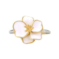 Gold White Enamel Flower Ring Clear Accents Sizes 6-10 view 5