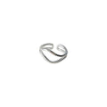 Silver-Tone Double Wave Cross Open Adjustable Band Ring view 5