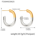 Geometric C-Shape Hoop Earrings Stainless Steel Gold Silver view 11