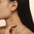 Paperclip U-Shape Hoop Earrings Gold And Steel Tone view 3