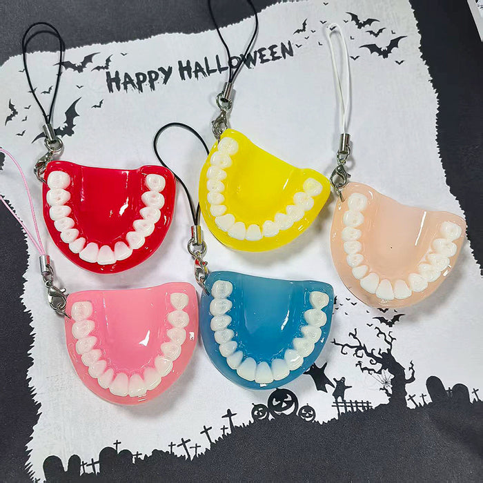 Colorful Denture Figure Phone Strap Charms in Five Colors