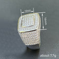 White Gold Tone Full Pave Square Face Crystal Ring Sizes 6-10 view 4